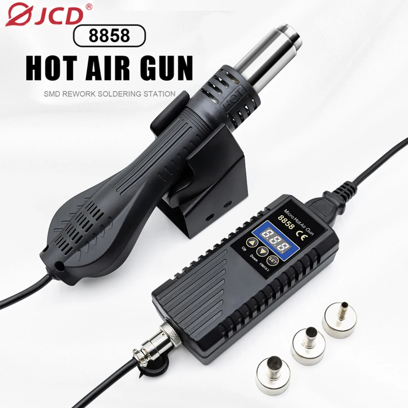 

JCD Hot air gun 8858 Micro Rework Soldering station LED Digital Hair dryer SMD soldering 750W Heat Gun Welding repair Tools