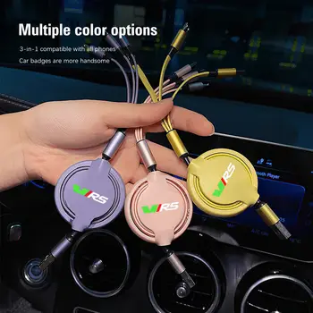 כבל נתונים נשלף 3 ב-1 לרכב USB Type C 100w טעינה מהירה עבור סקודה אוקטביה VRS Kamiq Kodiaq RS פנים הרכב 10 best sales פנים סקודה אוקטביה - №7