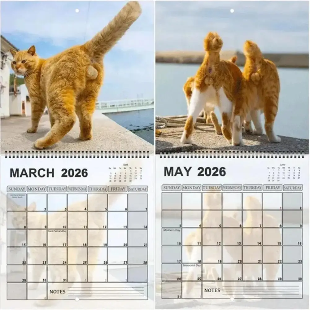 

2026 Calendar Cat Butt Funny Party Gag Gifts for Friends 12 Monthly Funny Cat Tail Wall Calendar For Living Room Bedroom