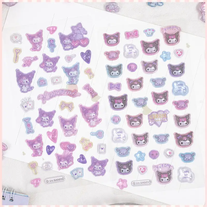 Kawaii أنيمي Kuromi Baku الإغاثة كريستال ثلاثية الأبعاد ملصق الإبداعية الكرتون طالب مكافأة جراب هاتف لاصقة تزيين هدية صديق