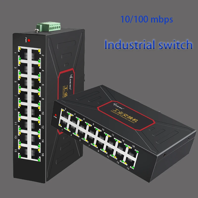 

RJ45 Hub Internet Splitter adapter industrial grade 16-Ports 100M Ethernet network switch Industrial switch RJ-45 LAN Adapter