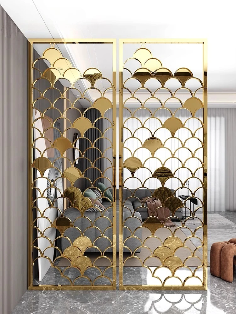 

Stainless steel screen partition simple modern home entry door living room metal hollow creative entrance customization
