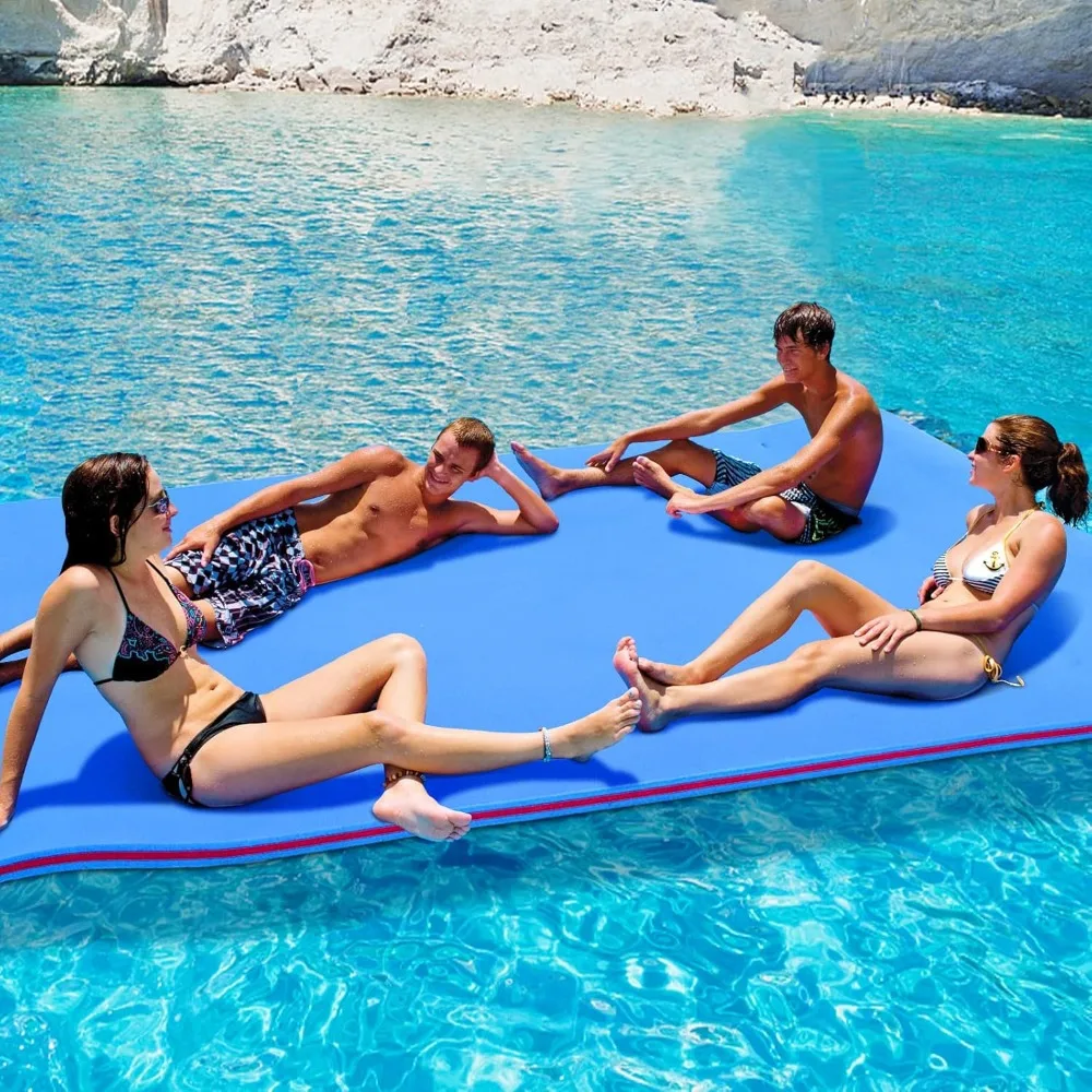 

6/9/12/18 Ft Floating Mat,Lily Pad Floating Mat, Water Mat for 1-9 Adults,3-Layer Tear-Resistant XPE Foam, Floating Pad for Lake