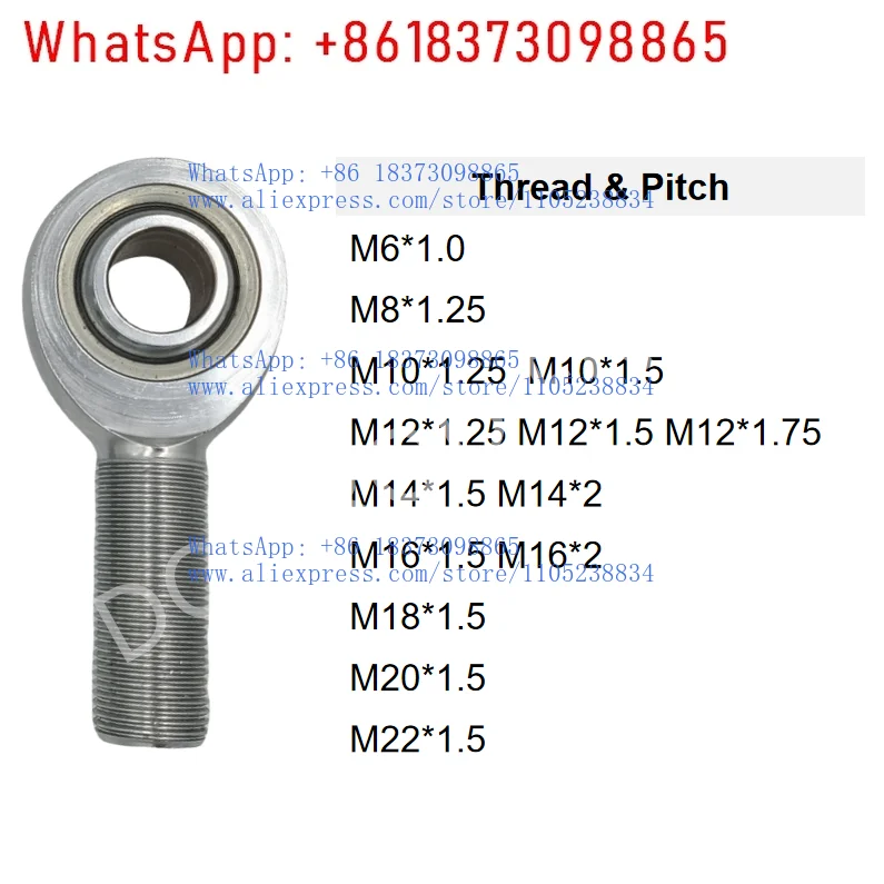 Long Shank Threaded Single Ball 3/4 Threaded Rod End Bearing Heim Joint Kit Plug Higher Dislocation Gasket 1/2 5/8 7/8
