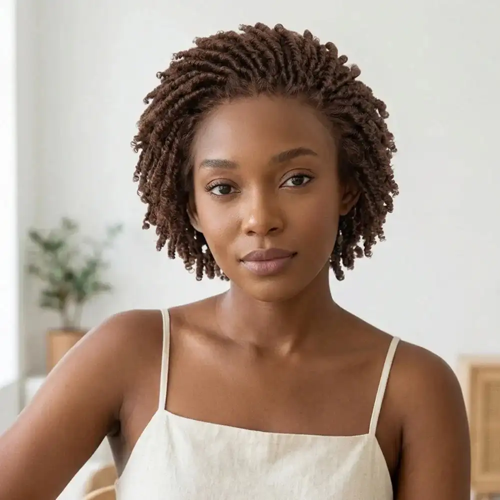 Perruque Afro Kinky Curly 13x4 Dentelle Frontale HD 100% Cheveux Humains #4 Brun Chocolat Bob Court 250% Densité Cheveux Brésiliens Pré-Épilée Pour Femmes Noires