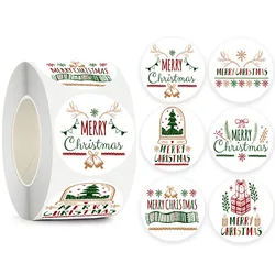 100-500pcs Merry Christmas Gift Decorative Stickers Round Thank You Labels Handmade Candy Biscuits Package Christmas Sticker