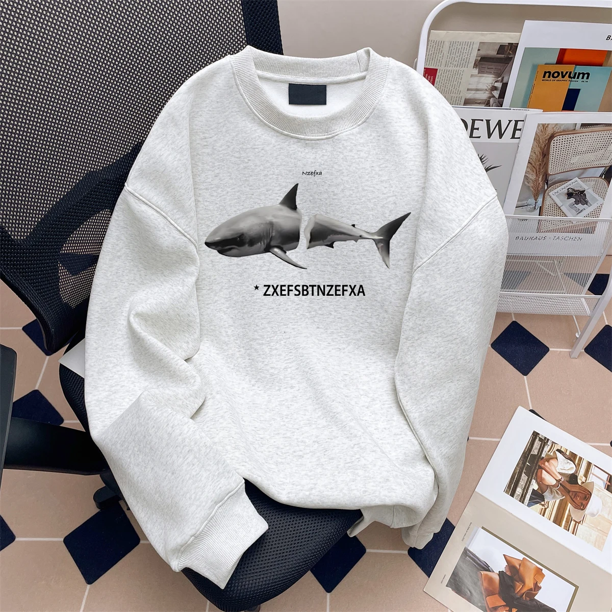 

Толстовка с принтом ковчег American Sle Loose Fit ex Long Sve round Ne Повседневная верхняя одежда для молодежи, осенне-зимний сезон