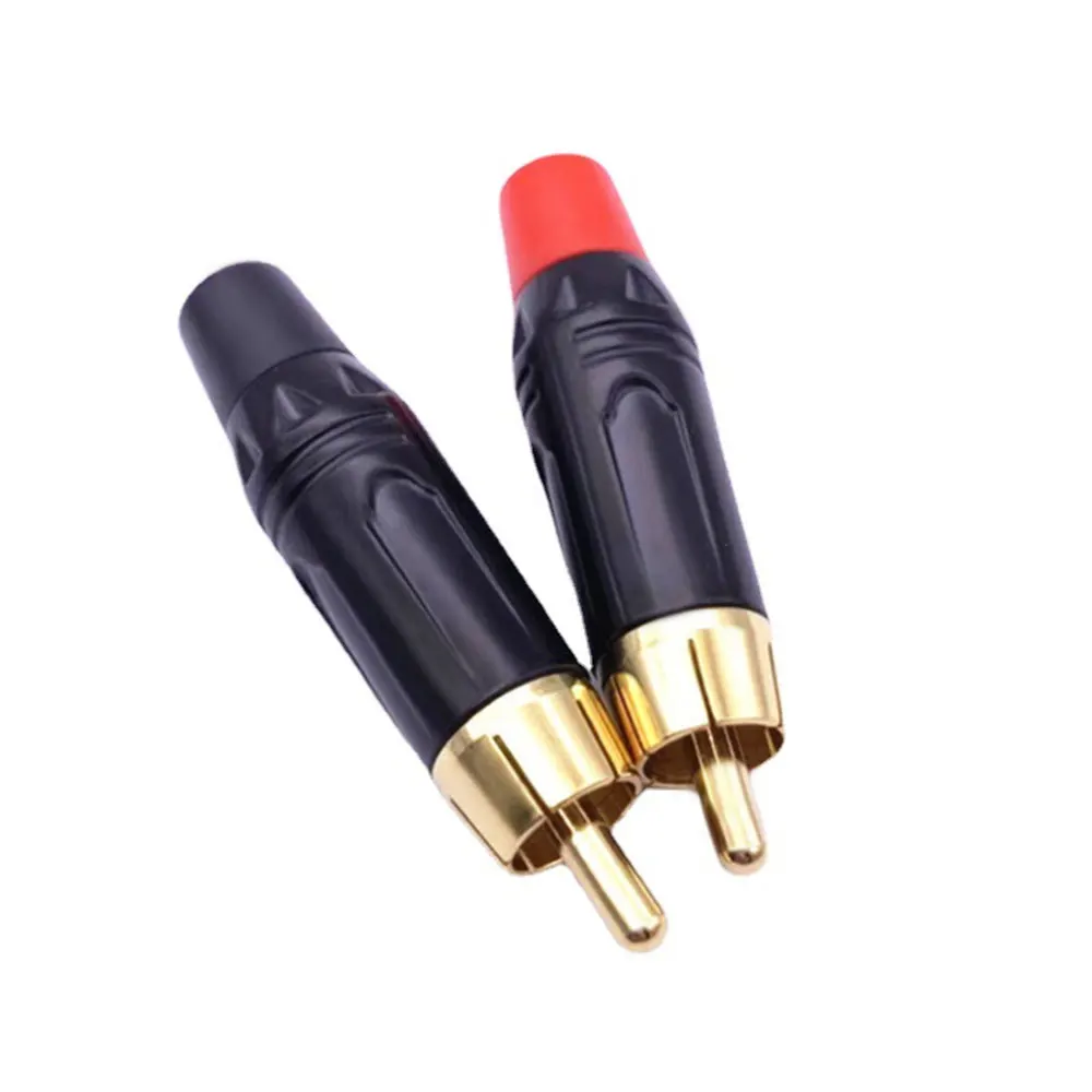 Adaptador de Audio con sonido Musical, Cable Coaxial con enchufe RCA, soldadura chapada en oro de 24K, conectores RCA para altavoz, 50 unidades