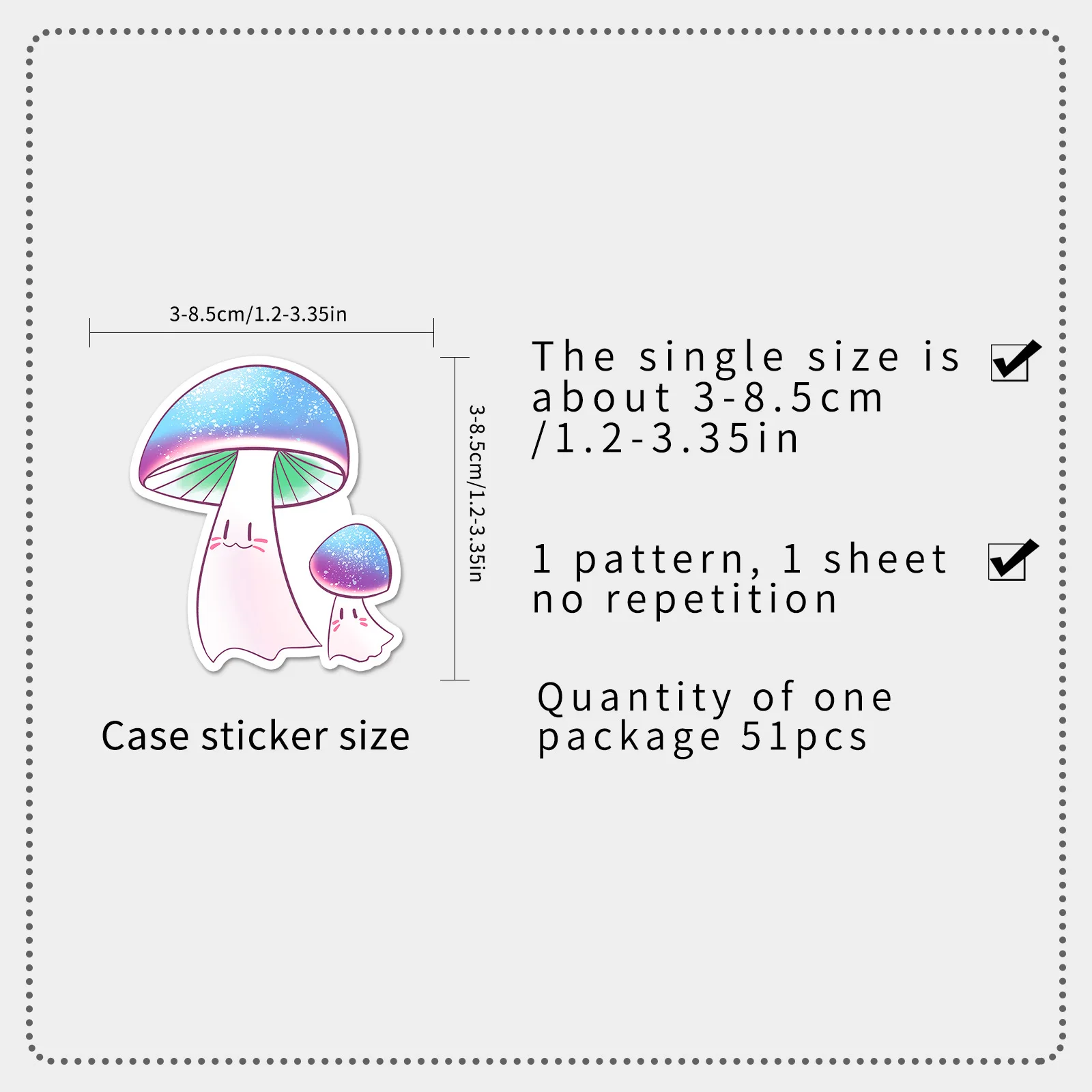 51 Pcs Ghost Mushroom Halloween Stickers Cartoon Cute Hand Drawn Waterproof Vinyl Decals for Stationery Water Cup Phone