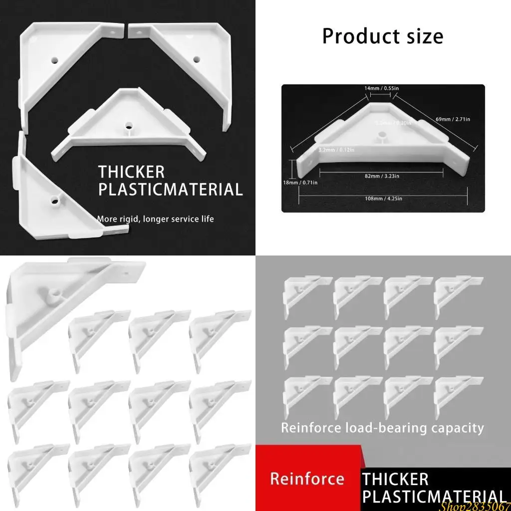 

12pcs 90 Degree Plastic Corner Supports Suitable for Reinforcing Cabinets and Furniture Stabilization Shelf Installation 831F