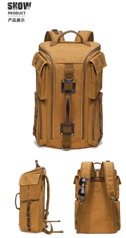 casual Retro Backpack canvas Large capacity travel bag computer case Outdoor Mountaineering Bag  waterproof