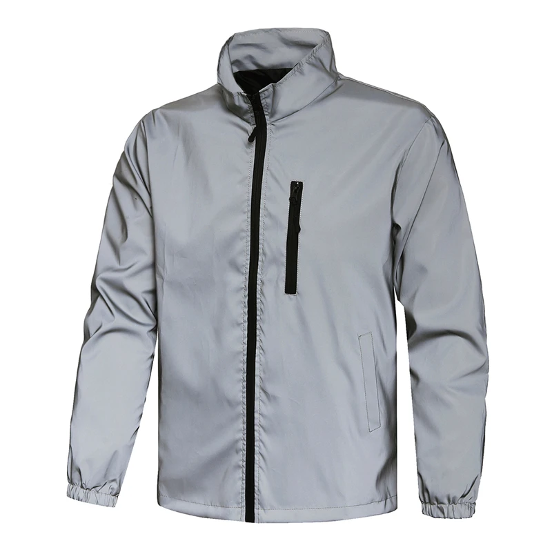 AliExpress NONE Night Reflective Jacket Men's Spring Casual Stand Collar Outdoor Windproof Jogger Cycling Safety Bright Coats Hip Hop Streetwear