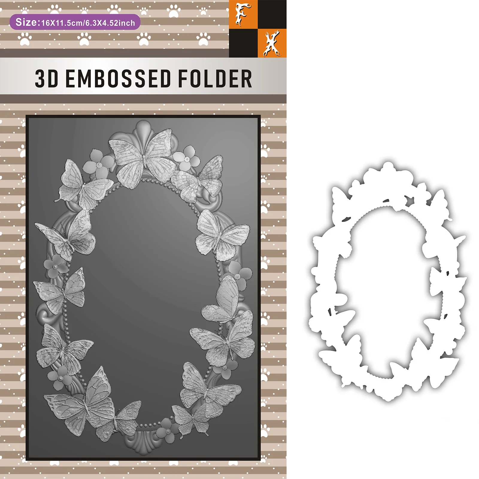 

3D Embossed File Folder & Die-Cut Set - "Dream Butterfly Ring: Artistic Decorative Border" Element Design Perfect for DIY craf