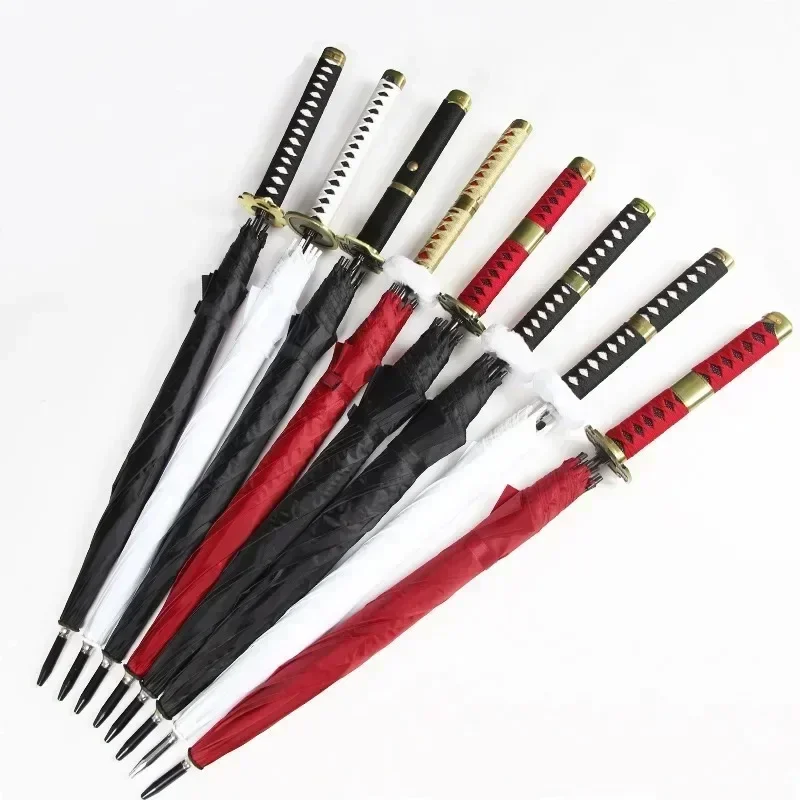 Kurosaki Ichigo Katana Umbrella Long UV Blocking Black Parasol Anime Bleach Aizen Sousuke Samurai Sword Katana Umbrella Parasol