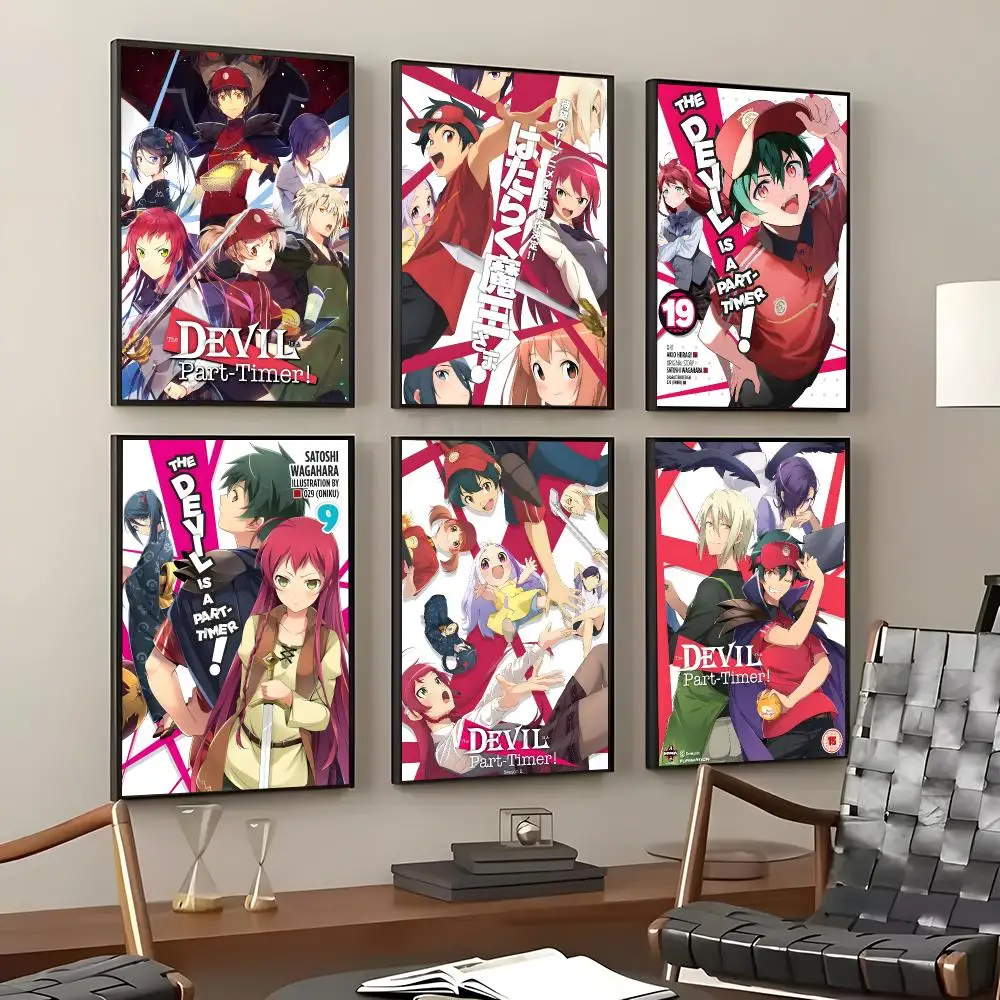 Anime The Devil Is a Part-Timer! Poster Self-Adhesive Waterproof Wall Stickers, Coffee Bar Home Wall Decor