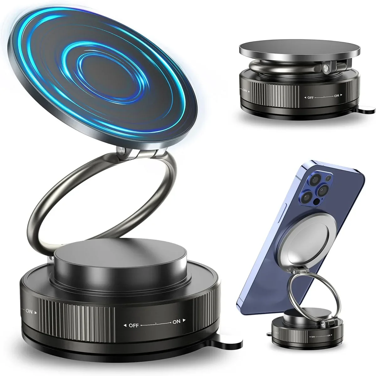 

2026 New Vacuum Magnetic Phone Holder for Car - Suction Cup Phone Mount for MagSafe, 360° Rotatable Portable Strong Magnet Stand