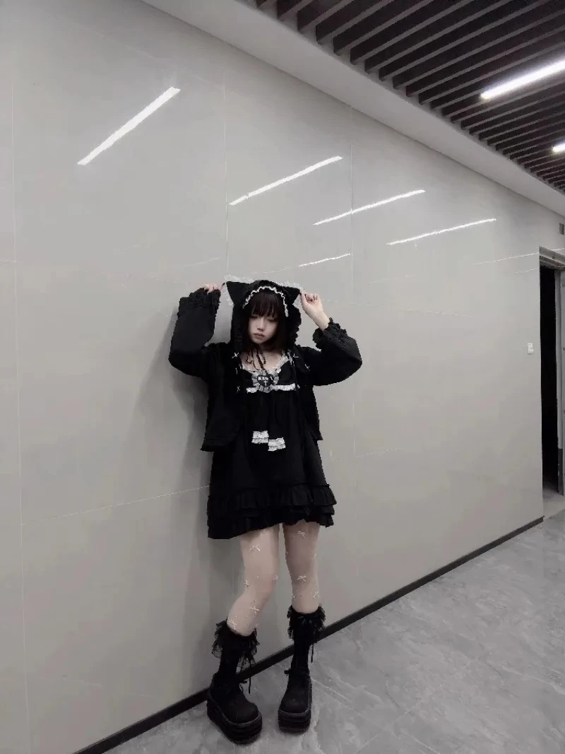 夏多用途甘くてかわいい女の子リボンレースルーズショートドレス日本オリジナルデザイン無地ノースリーブケーキドレス