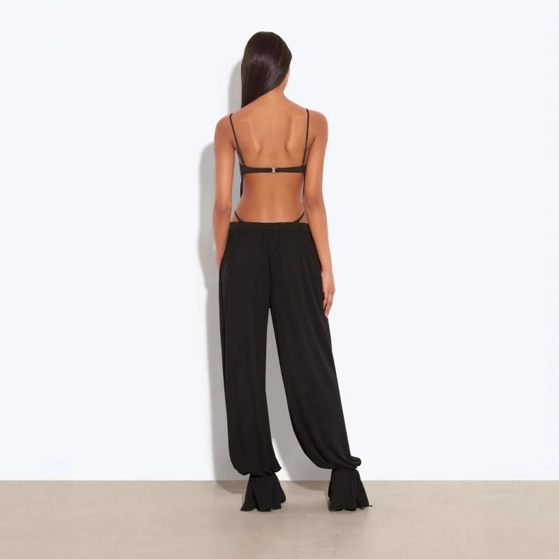 2025 Women Casual Outfit Black Top Pants Set Sexy Backless Jumpsuit Fashion Hot Sale