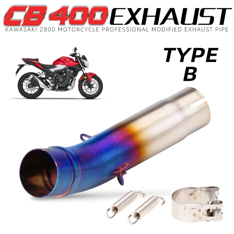 Exhaust Center Pipe With Round Muffler For Honda CB400 2007-2020 Motorcycle New view 4