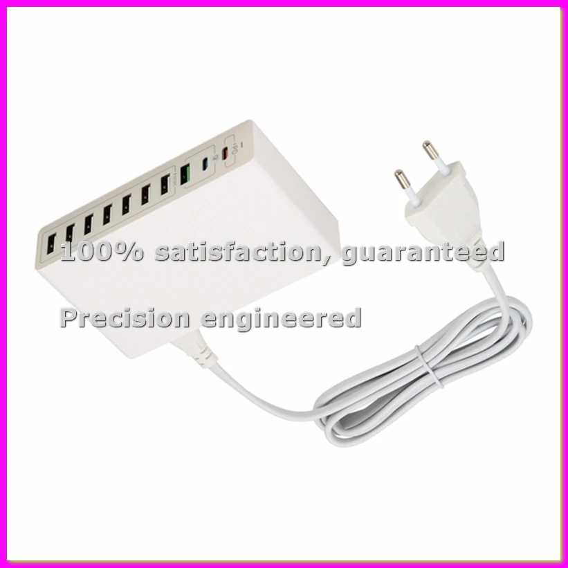 65W USB Charger Station 10Port Desktop USB Fast Charger for USB Charger for Multiple Devices Phone Tablet Laptop EU Plug-ABVK