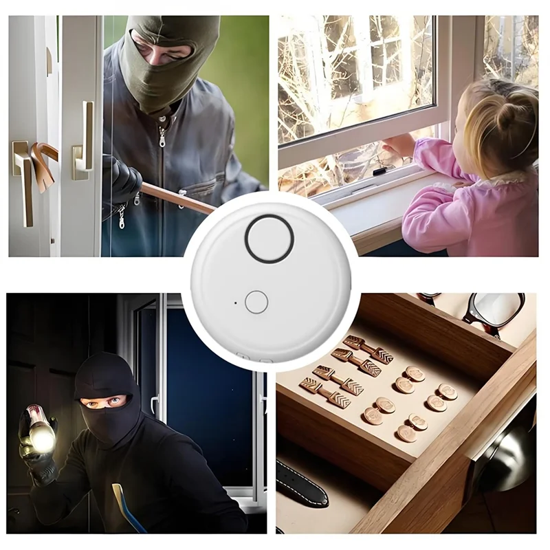 

【2025 НОВИНКА】сигнализация 130 дБ, регулируемая чувствительность, датчик вибрации для дверей, окон, складской безопасности для домашнего офиса, 2 шт.