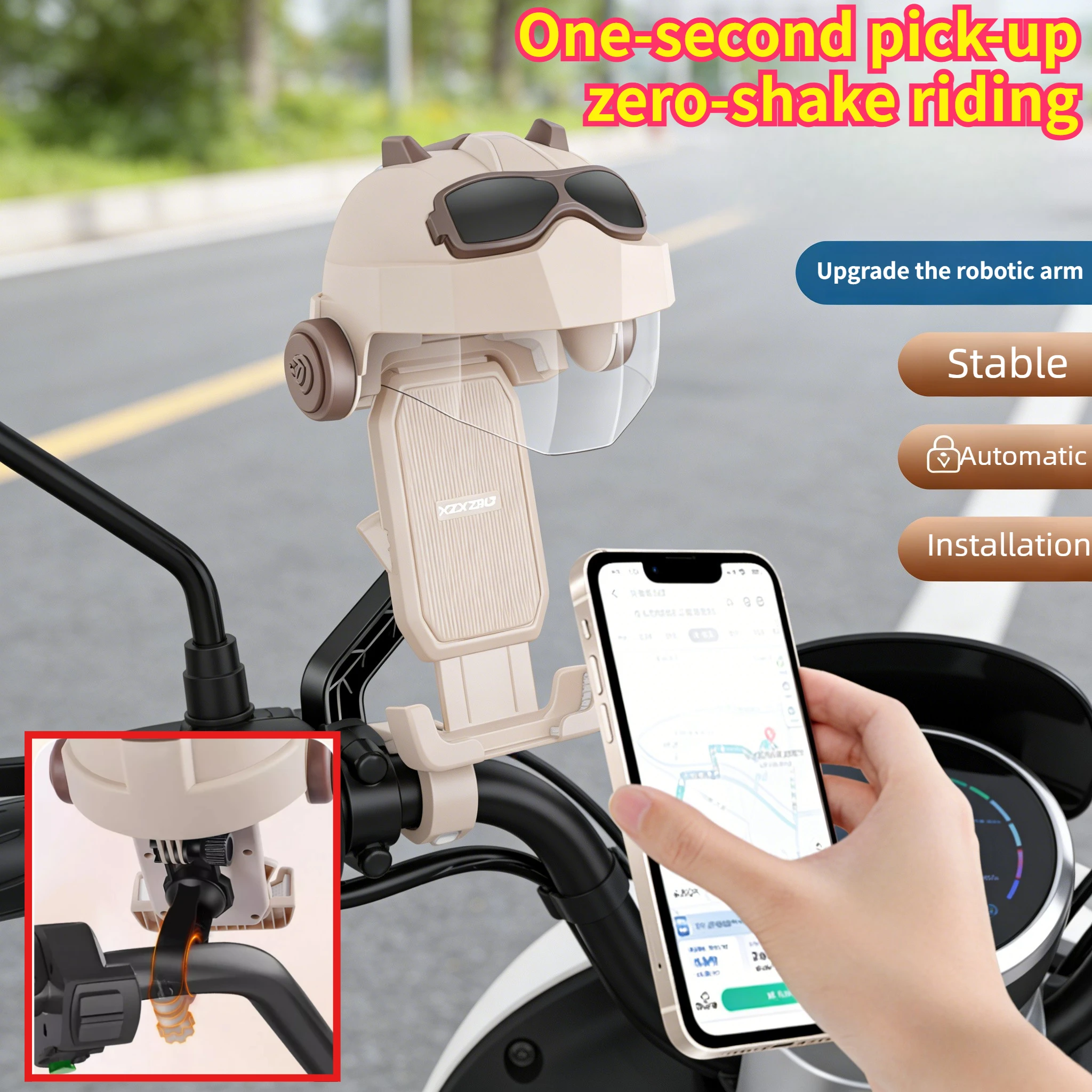 

Новое противоударное крепление для телефона на мотоцикл 2025 года, антивибрационный держатель для велосипеда с маленьким солнцезащитным козырьком, универсальный кронштейн на руль