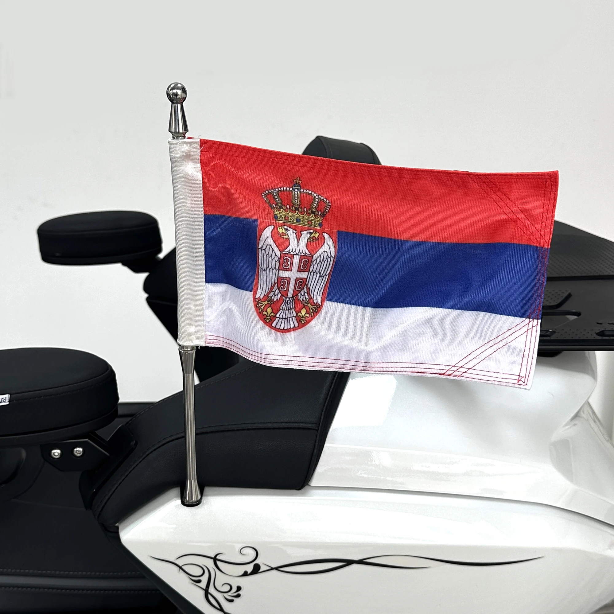 

Panical Serbia Passenger Rear Trunk Flag Set Flagpole Kit For Honda Gold Wing Tour GL1800 2018-2024