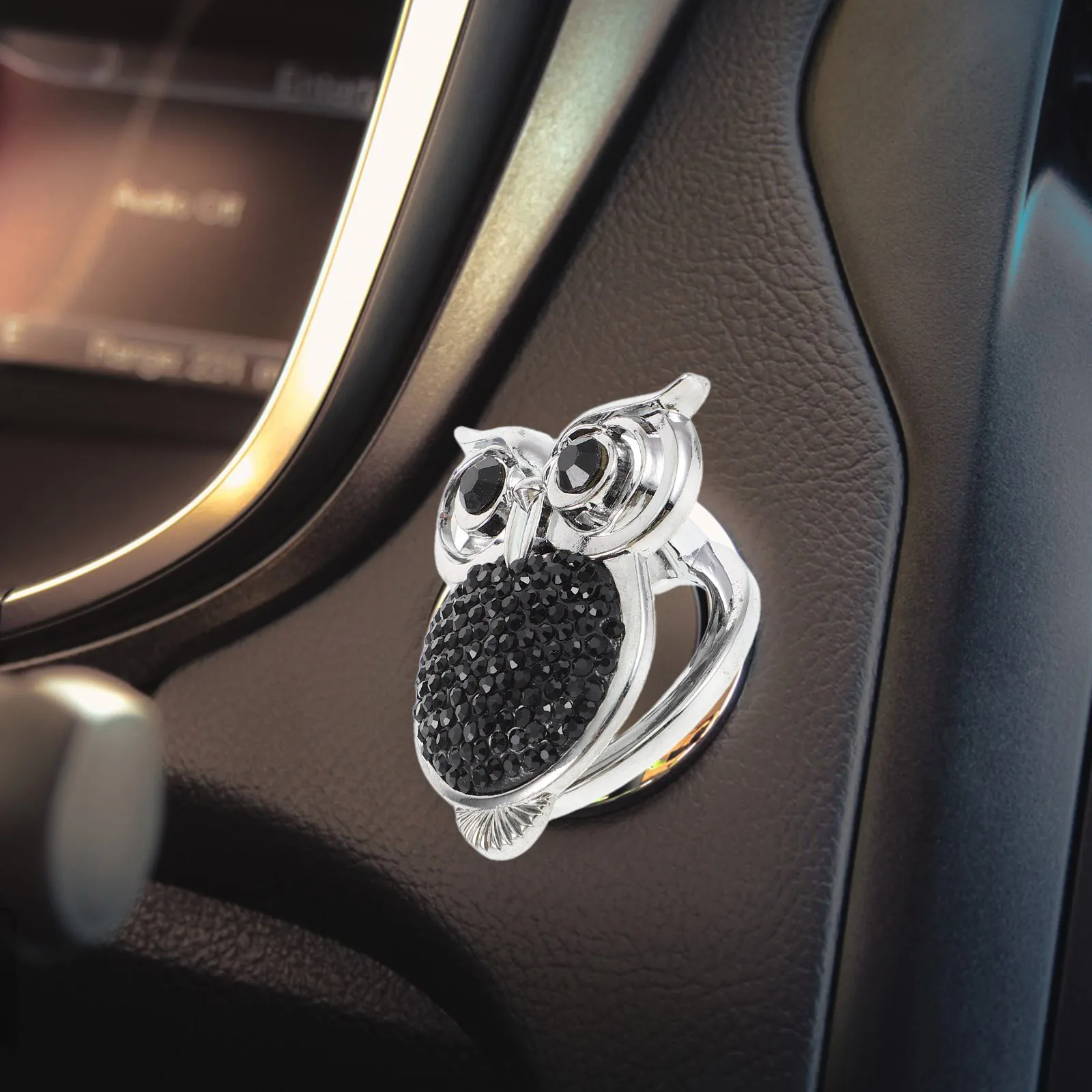 

Car Starter Cover Owl Bling Ignition Protector Waterproof Durable Material Easy Installation Universal Fit Car Accessories