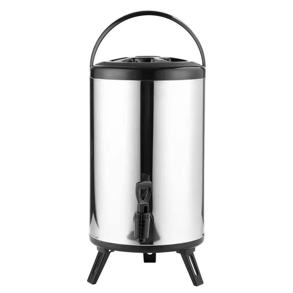 Getränkespender aus Edelstahl, 6 l/8 l, mit Wasserhahn, Milchteefass, Getränkeeimer, heißer Kaffee, isoliertes Fass für heiße Getränke