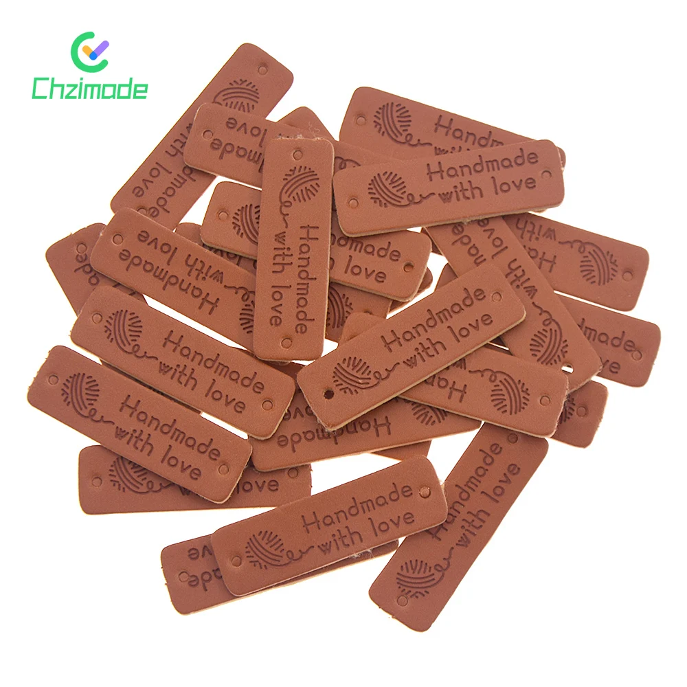 Этикетки для шляп и одежды, из искусственной кожи, прямоугольные, ручная работа, с изделия для шитья