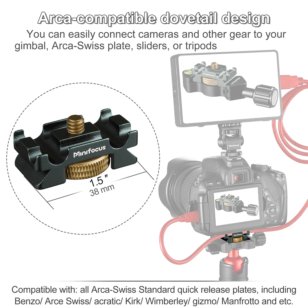 ARCA Tether Cable Clamp Block DSLR Camera Digital Lock Clip Protector Tools Mount to Tripod Quick Release Plate Tethering Cables