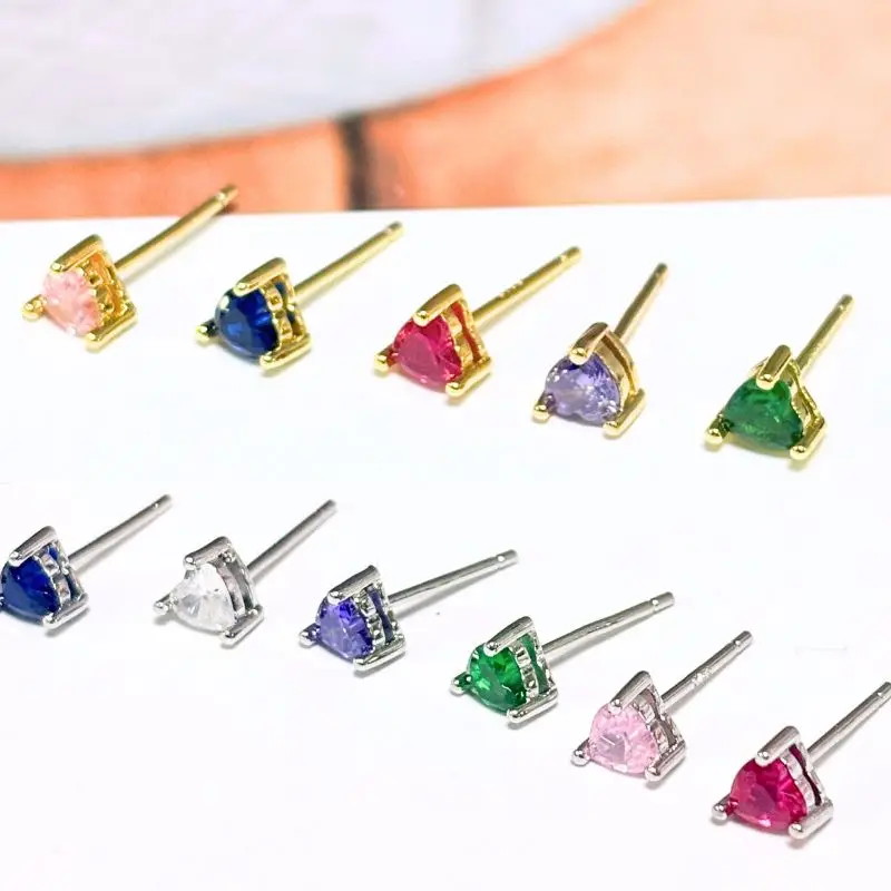 YUXINTOME 925 Sterling Silver igła do ucha wykwintny kolor kryształowa cyrkonia luksusowe kolczyki sztyfty kolczyki dla kobiet moda biżuteria — zdjęcie 4