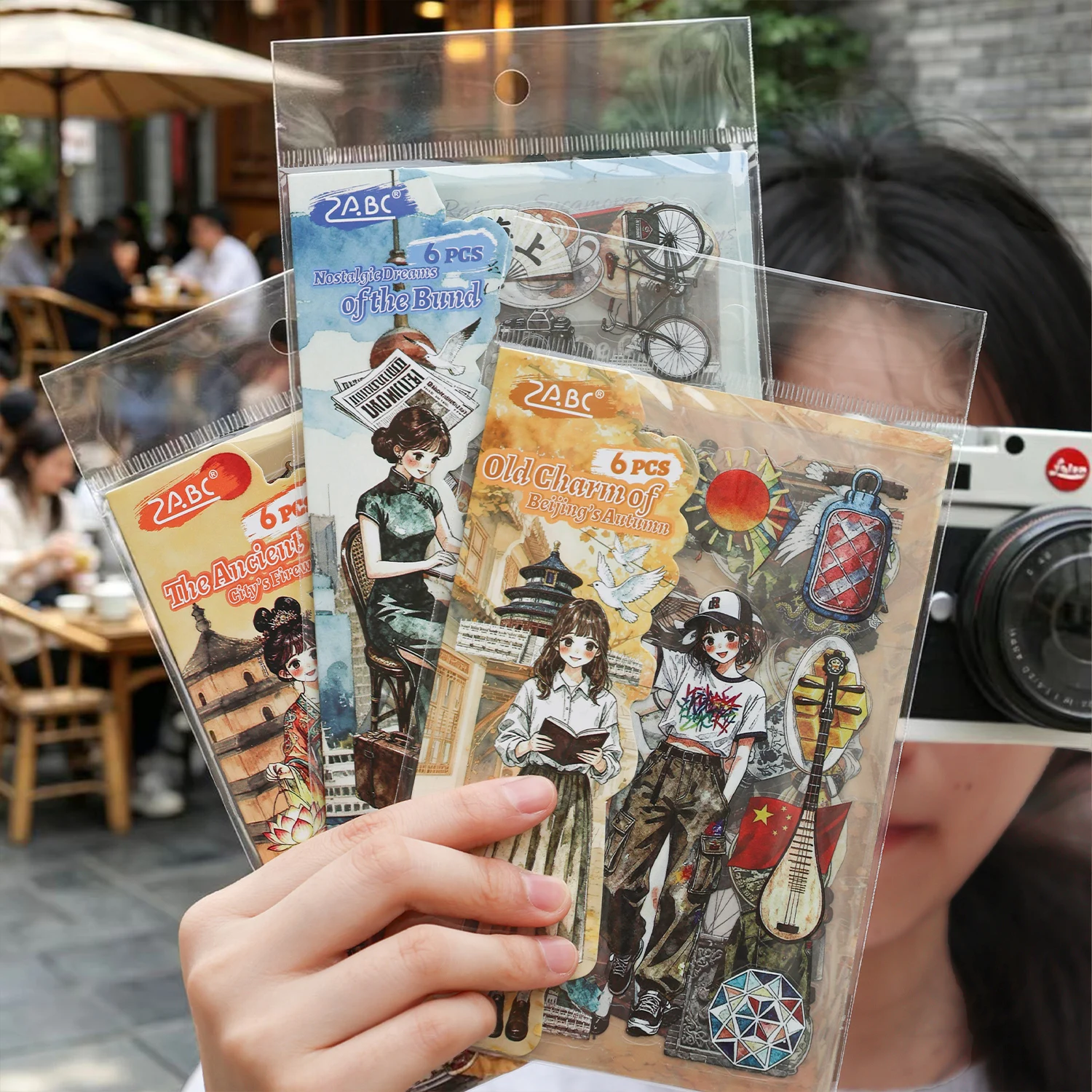 Morning Rain Travel Scenery Stickers High-Quality Chinese Style Characters City Scenery Decorative Small Patterns DIY Journal Stickers