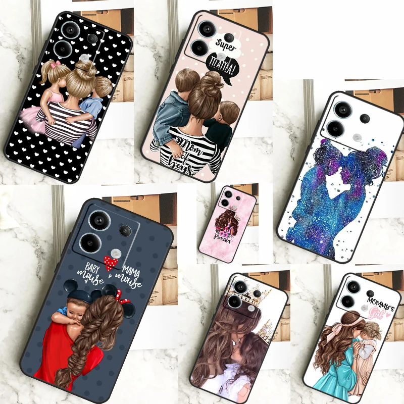 Beautiful Mother Daughter Son Case For Xiaomi Redmi Note 13 Pro 12 11 9 10 12S 11S 10S 9S Redmi 13 12 10C 12C 13C Cover