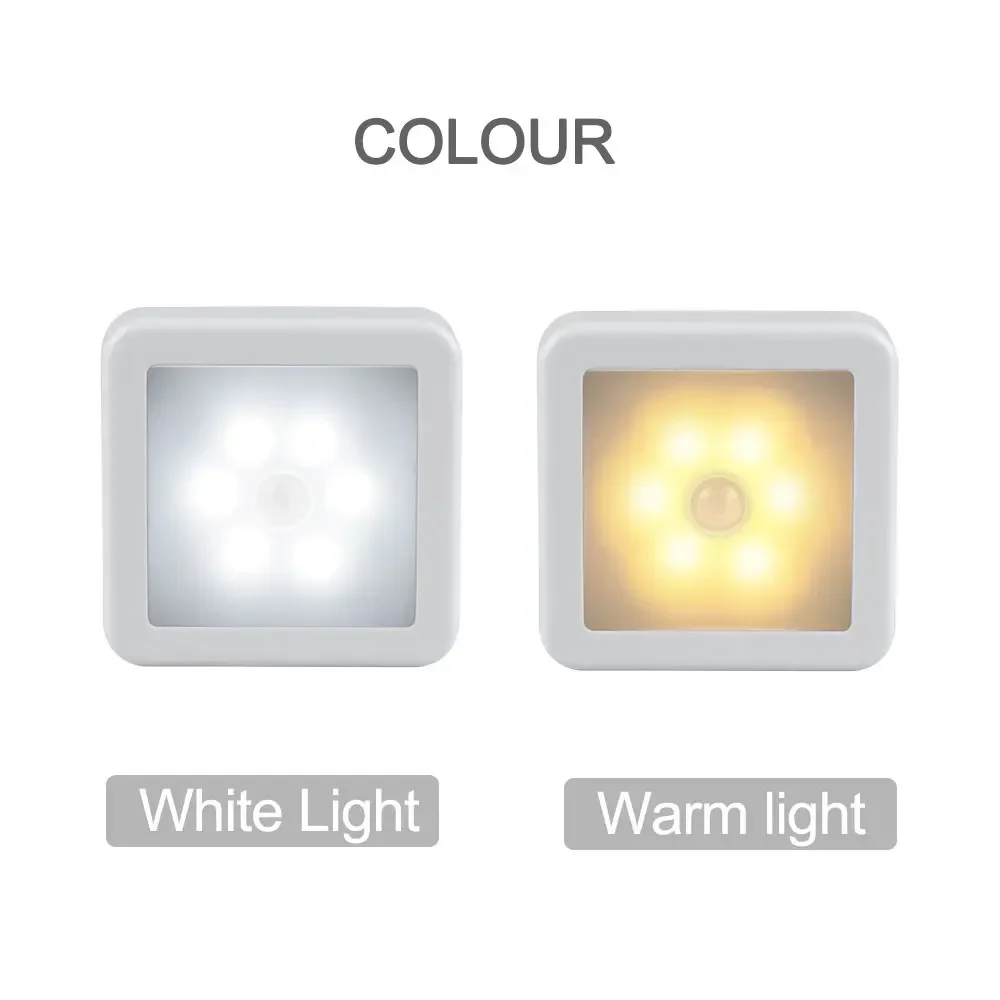 Smart Motion Sensor LED Night Lamp Battery Operated Night Light Toilet Bedside Lamp Hallway Pathway Kitchen Cabinet