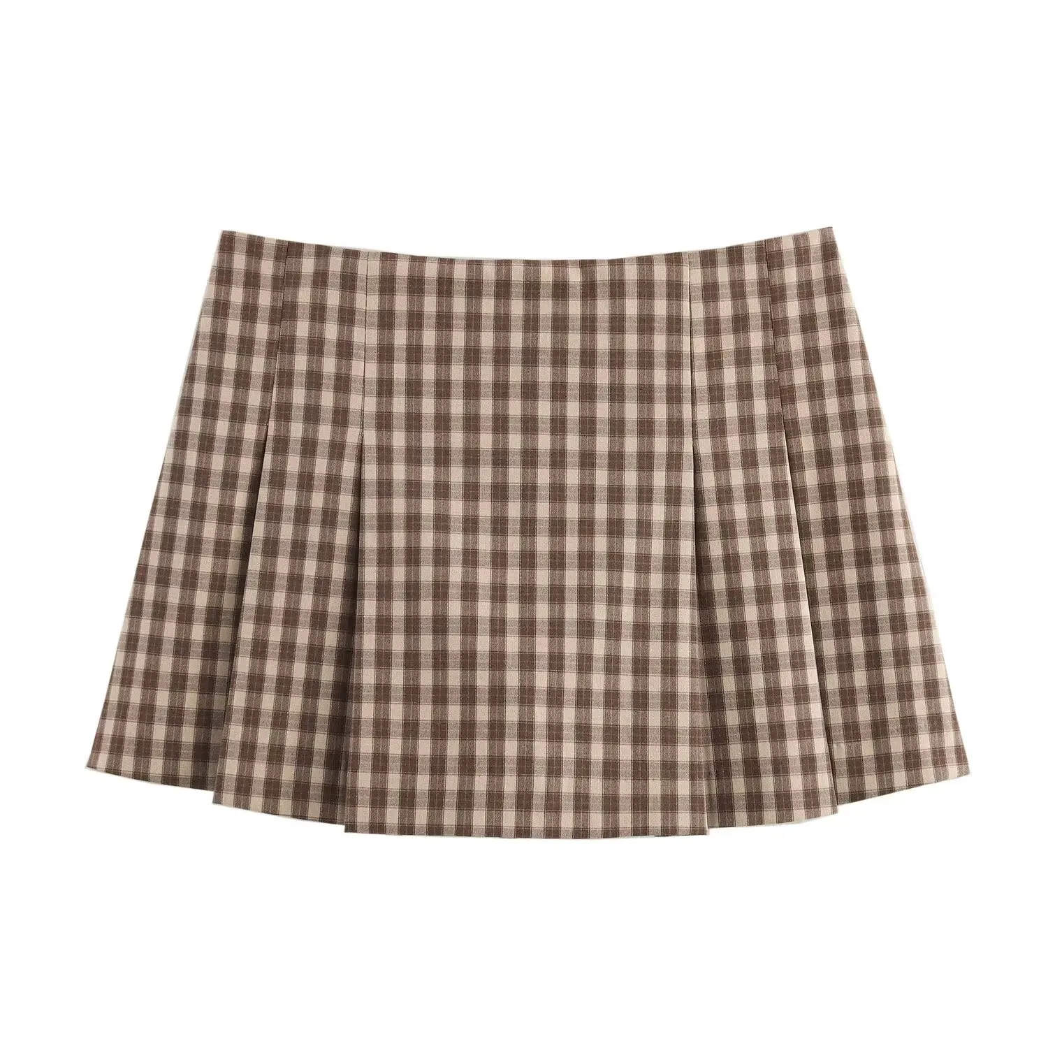 Tangada 2025 Fashion Women Plaid Pattern Skirt Shorts High Waist Female Shorts 6x0471