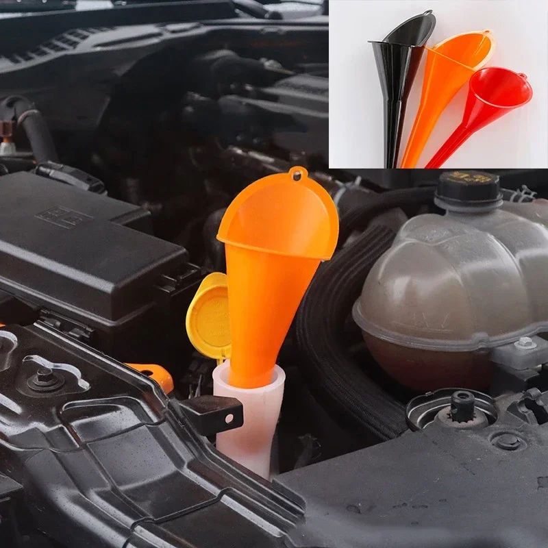 Car Long Stem Funnel Gasoline Oil Fuel Filling Tools Anti-splash Plastic Oil Funnel Motorcycle Refueling Tools Auto Accessories