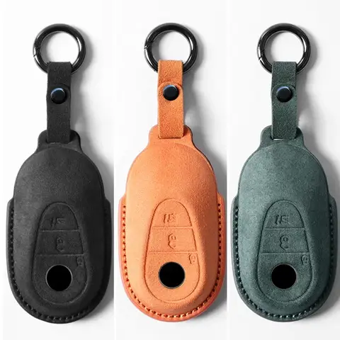 메르세데스 벤츠용 스웨이드 자동차 키 케이스 커버 키체인 액세서리, 메르세데스 벤츠 W169 W176 W204 W205 W212 W213 C200 C300 A B C E G 클래스 AMG