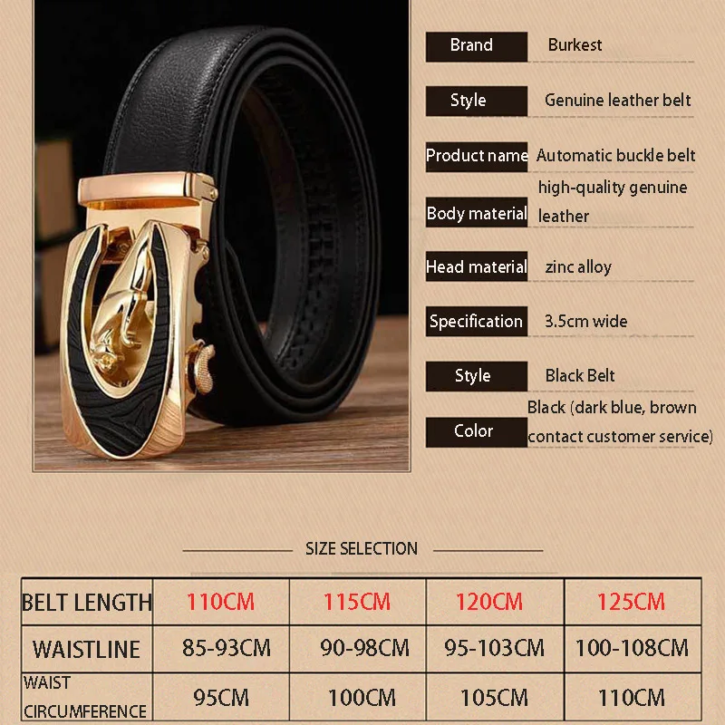 

Men's Leather Automatic Buckle Belt Korean Version Of High-Quality Cowhide Pants Belt For Business Middle-Aged And Young People