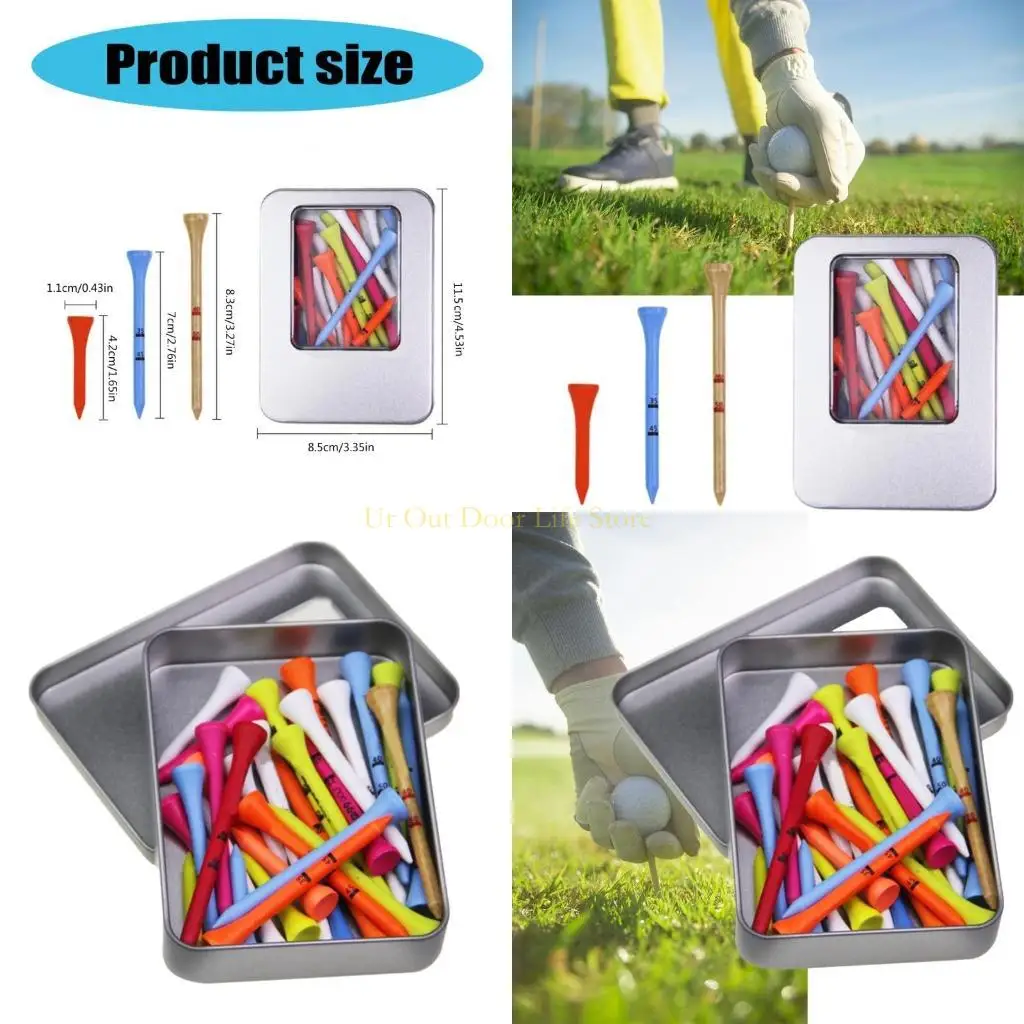 

77UF 1 Box 42/70/83mm Golf Tees Reduces Friction Golf Tees Multicoloured Golf Tees with Storage Case Golf Accessories