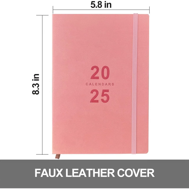 Faux Planner - Daily Hourly Agenda 2025, 8.5x5.8, Pink