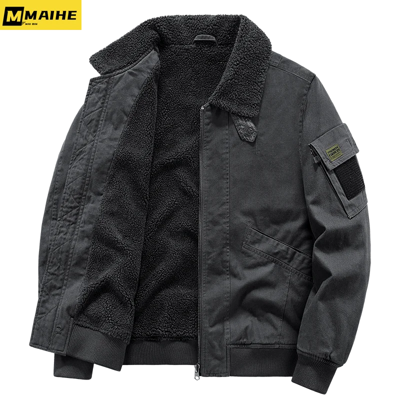 

American MA-1 MA1 unload Bomber Jacket Men's Winter Thickened wool thermal parka Gorpcore Hunting Tactical Camping jacket