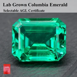Lab Grown Columbia Emeralds Hydrothermal Hand Cutting Emerald Cut With Cracks Inclusions Inside Selectable  Certificate