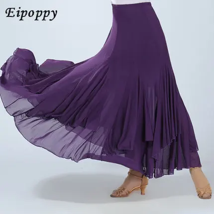 女性のための長いボールルームダンススカート、モダンな標準のウォーツコンペティションドレス、ベリーラタンゴスカート