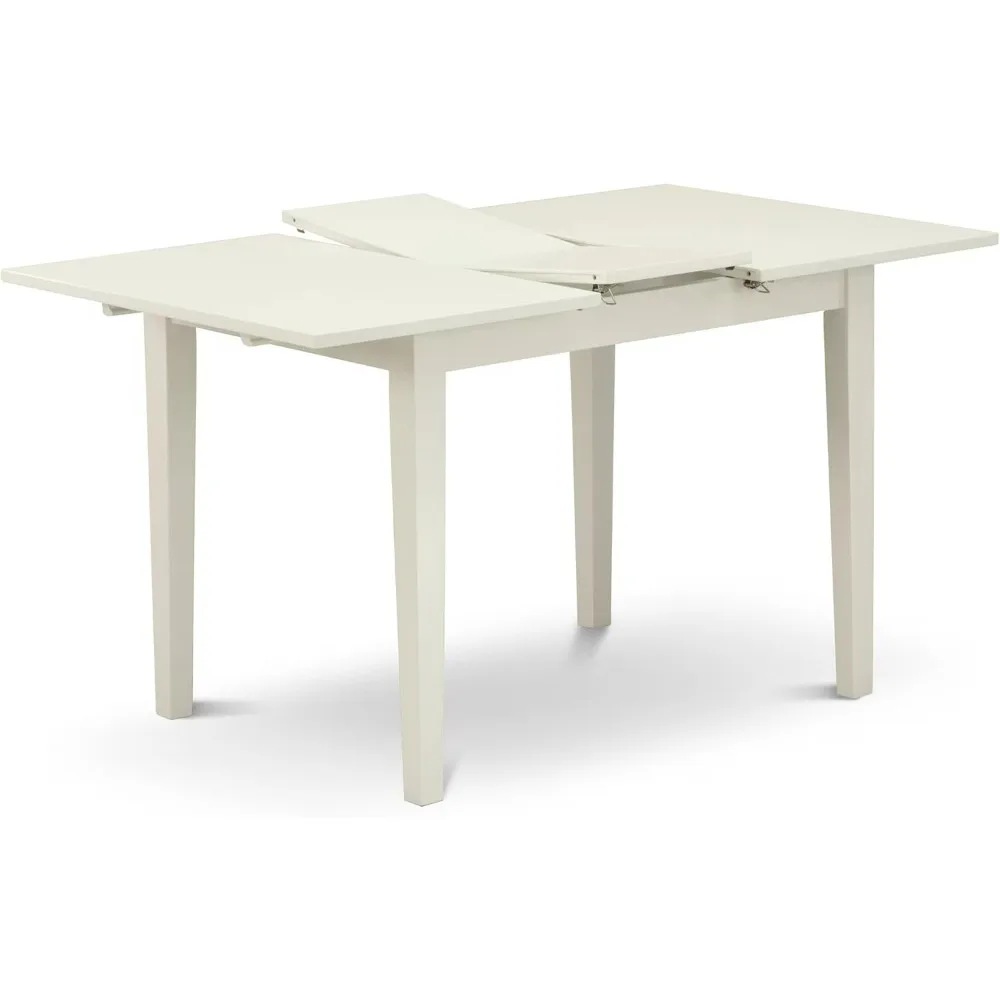 طقم طاولة مطبخ مكون من 3 قطع من East West Furniture مع طاولة طعام مستطيلة، وصلة أوراق الفراشة، وكرسيين أبيضين #6