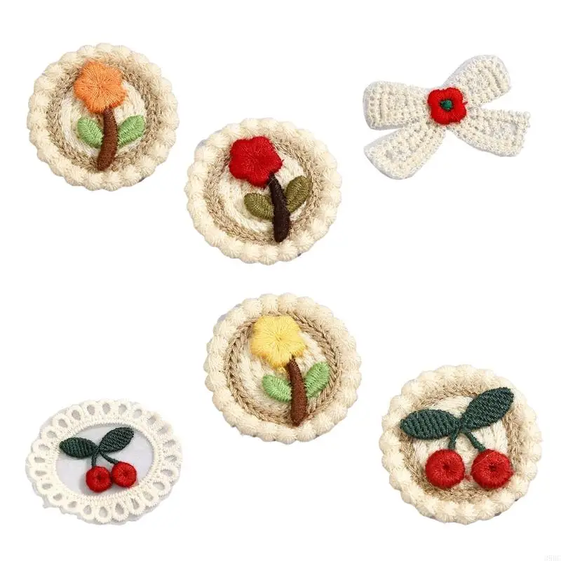 39BC Embroidery Patches Colorful Cherry Pattern Appliques Adhesive Backing Patches for Clothing Upcycling and Crafts Projects