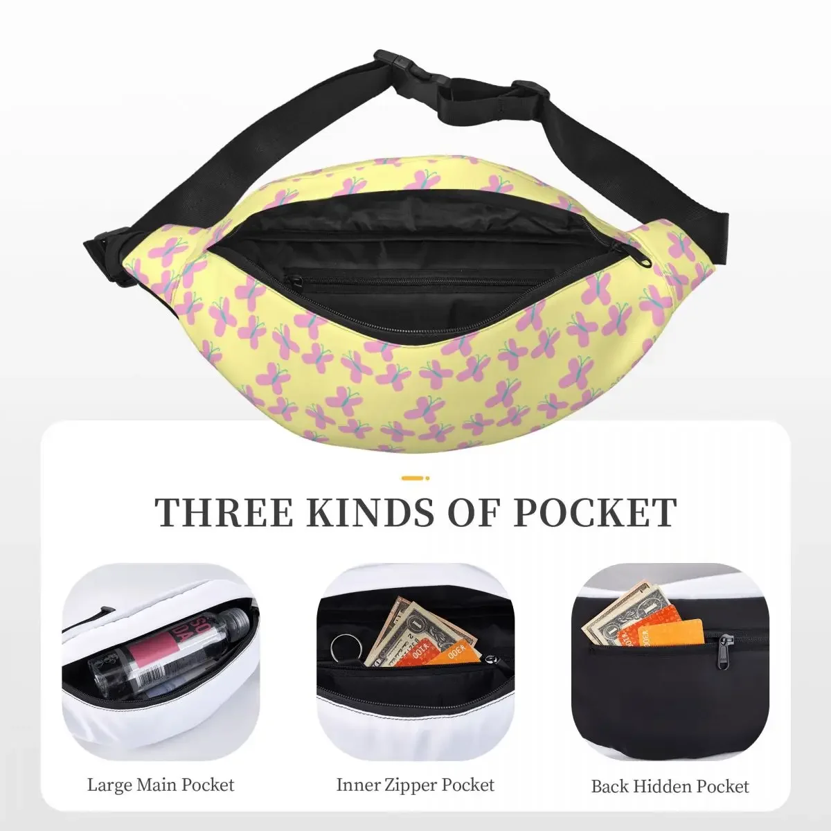 Custom My Little Horse Fanny Bag Custom Animated Girl Fluttershys Sling Crossbody Waist Pack Men Women Running Phone Money Pouch