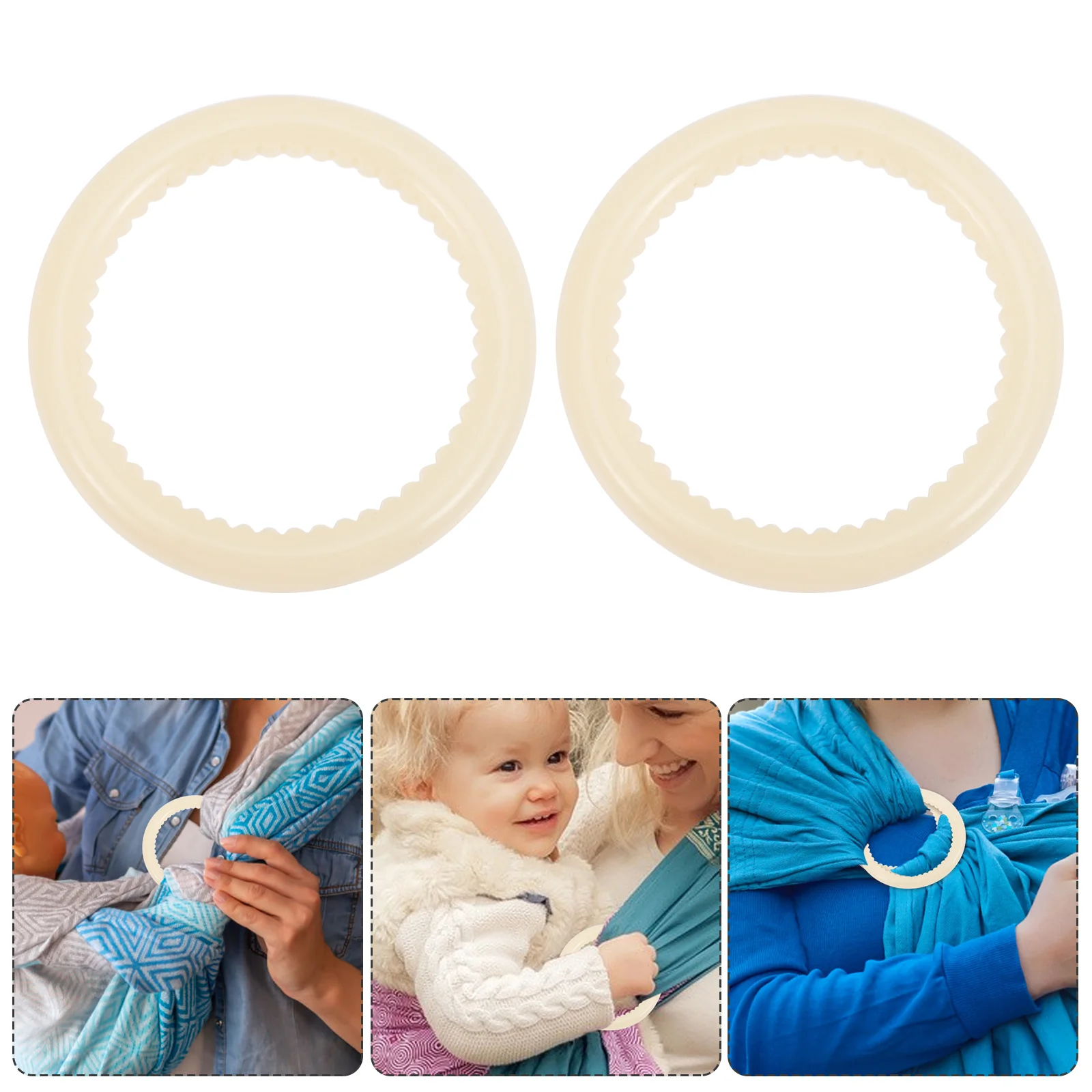 4 Pcs Infant Baby Carriers Scarf Ring Suspend Sling Accessory White Plastic Strap