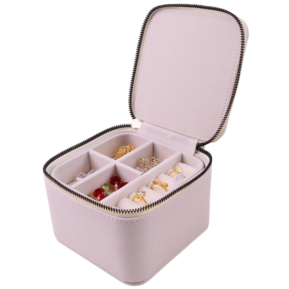 

Hot Sale Litchi Grain PU Leather Multi Function Jewelry Storage Box PU Leather Organizers Necklace Earrings Jewelry Storage Box