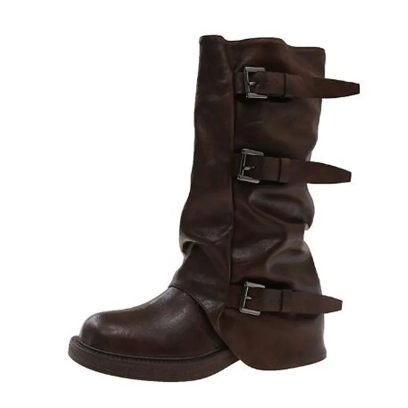 

Women's Retro Belt Buckle High Heels Western Denim New Outdoor Slimming Fashion Women's Shoes Women's Beautiful Long Tube Boots